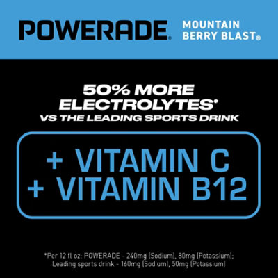 POWERADE Sports Drink Electrolyte Enhanced Mountain Berry Blast - 8-20 Fl. Oz. - Image 2