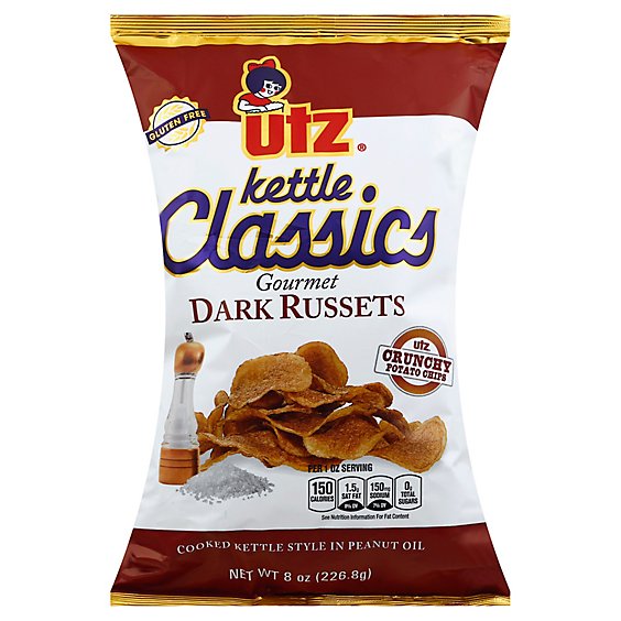Utz Potato Chips Kettle Classics Gourmet Dark Russets - 8 Oz
