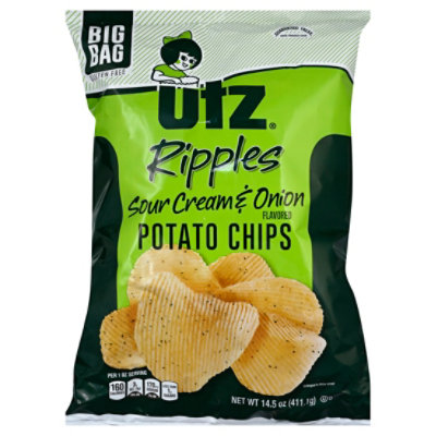 ゆとひ　 Utz Potato Chips Ripples Sour Cream & Onion Big Bag - 14.5 Oz