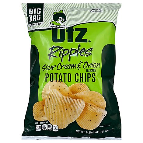 Utz Potato Chips Ripples Sour Cream & Onion Big Bag - 14.5 Oz