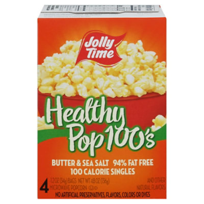 JOLLY TIME Microwave Popcorn Healthy Pop 100 Calorie Butter & Sea Salt Bags - 4-1.2 Oz - Image 3