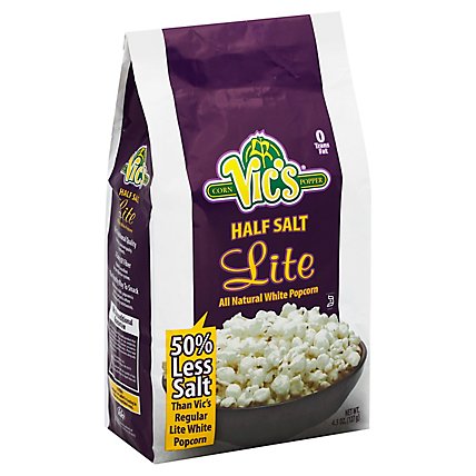 Vics Corn Popper White Popcorn Lite Half Salt - 4.5 Oz - Image 1