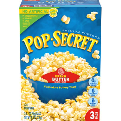 Pop Secret Microwave Popcorn Premium Extra Butter Pop-and-Serve Bags - 3-3.2 Oz - Image 2