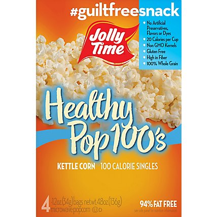 JOLLY TIME Microwave Popcorn Healthy Pop 100 Calorie Butter Mini Bags - 4-1.2 Oz - Image 2