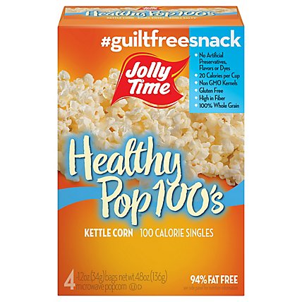 JOLLY TIME Microwave Popcorn Healthy Pop 100 Calorie Butter Mini Bags - 4-1.2 Oz - Image 1