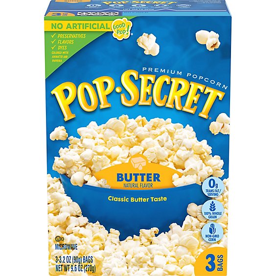 Pop Secret Butter Microwave Popcorn 3 Count - 3.2 Oz