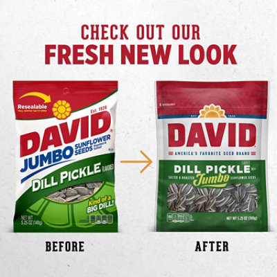 DAVID Roasted And Salted Dill Pickle Jumbo Sunflower Seeds - 5.25 Oz - Image 2