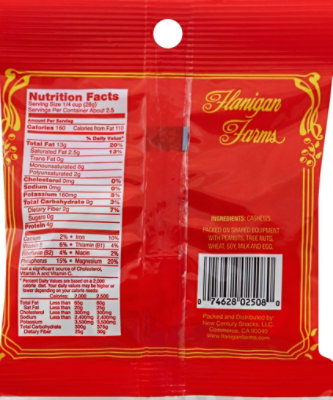 Flanigan Farms Cashews Natural Unsalted - 2.5 Oz - Image 3