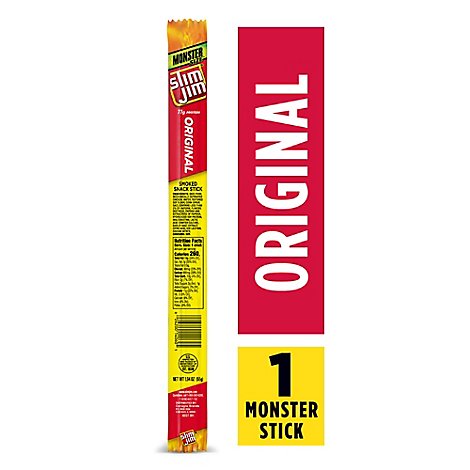 Slim Jim Smoked Snack Sticks Monster Size Original - 1.94 Oz
