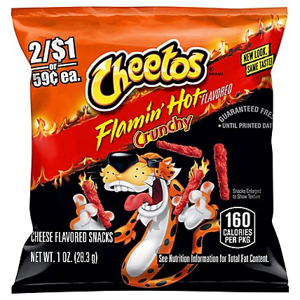 CHEETOS Snacks Cheese Flavored Crunchy Flamin Hot - 1 Oz - Image 1