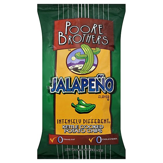 Poore Brothers Potato Chips Kettle Cooked Jalapeno - 8.5 Oz