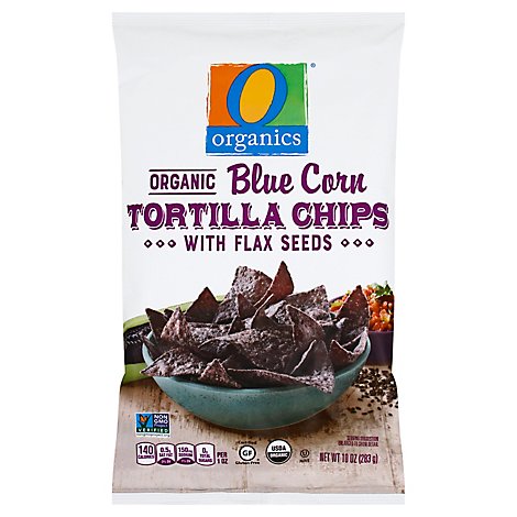 O Organics Organic Tortilla Chips Blue Corn with Flax Seed - 10 Oz