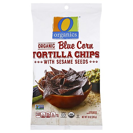 O Organics Organic Tortilla Chips Blue Corn with Seame Seed - 10 Oz