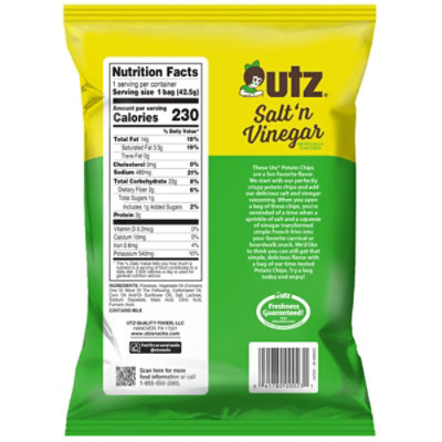 Utz Potato Chips Salt & Vinegar - 1.5 Oz - Image 6