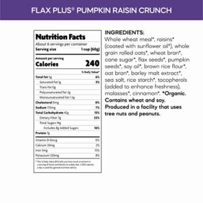 Nature's Path Organic Flax Plus Pumpkin Raisin Crunch Cereal - 12.35 Oz - Image 4
