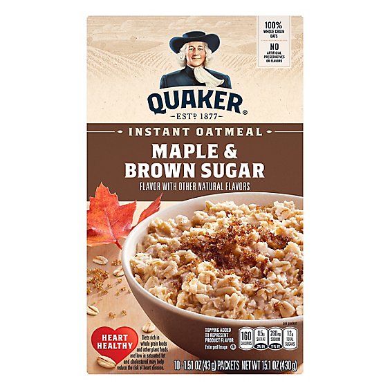 Quaker Oatmeal Instant Maple & Brown Sugar - 10-1.51 Oz