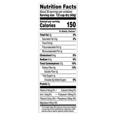 quaker oatmeal nutrition facts