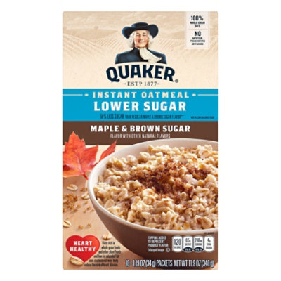 Quaker Oatmeal Instant Lower Sugar Maple & Brown Sugar - 10-1.19 Oz
