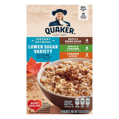 Quaker Oatmeal Instant Lower Sugar Maple & Brown Sugar Cinnamon & Spice Apple Cinnamon - 11.5 Oz - Image 3