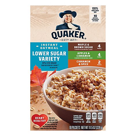Quaker Oatmeal Instant Lower Suga - Online Groceries | Vons