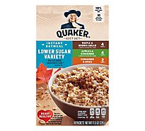 Quaker Oatmeal Instant Lower Sugar Maple & Brown Sugar Cinnamon & Spice Apple Cinnamon - 11.5 Oz