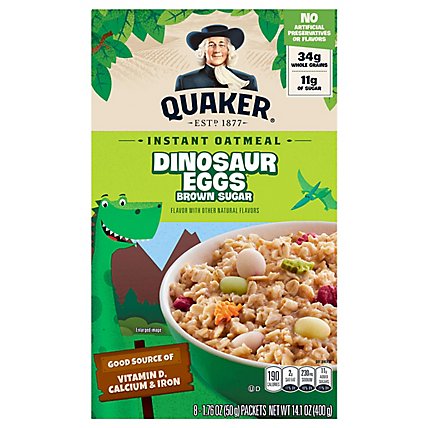 Quaker Oatmeal Instant Dinosaur Eggs Brown Sugar - 8-1.76 Oz - Image 1