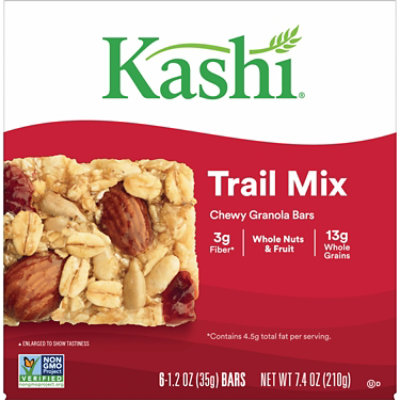 Kashi Chewy Granola Bars Fiber Bars Trail Mix 6 Count - 7.4 Oz