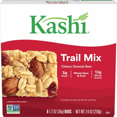 Kashi Chewy Granola Bars Fiber Bars Trail Mix 6 Count - 7.4 Oz