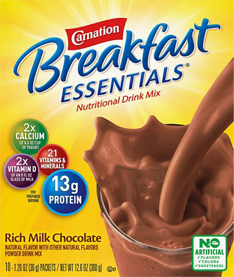Carnation Breakfast Essentials Powder Drink Mix Rich Milk Chocolate - 10-1.26 Oz