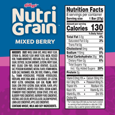 Nutri-Grain Soft Baked Breakfast Bars Mixed Berry Kids Snacks 8 Count - 10.4 Oz - Image 3