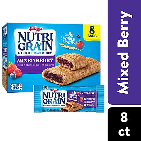 Nutri-Grain Soft Baked Mixed Berry Whole Grains Breakfast Bars 8 Count - 10.4 Oz