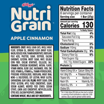 Nutri-Grain Soft Baked Breakfast Bars Apple Cinnamon Kids Snacks 8 Count - 10.4 Oz - Image 3