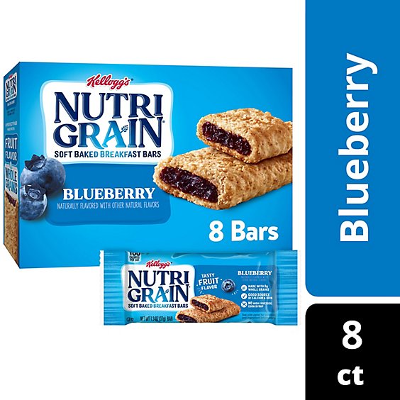 Nutri-Grain Soft Baked Blueberry Whole Grains Breakfast Bars 8 Count - 10.4 Oz
