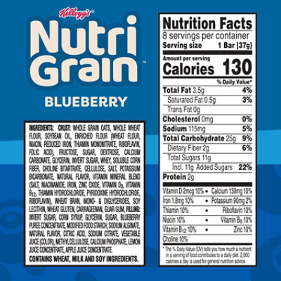 Nutri-Grain Soft Baked Blueberry Whole Grains Breakfast Bars 8 Count - 10.4 Oz - Image 3