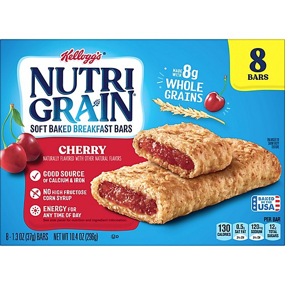 Nutri-Grain Soft Baked Cherry Whole Grains Breakfast Bars 8 Count - 10.4 Oz