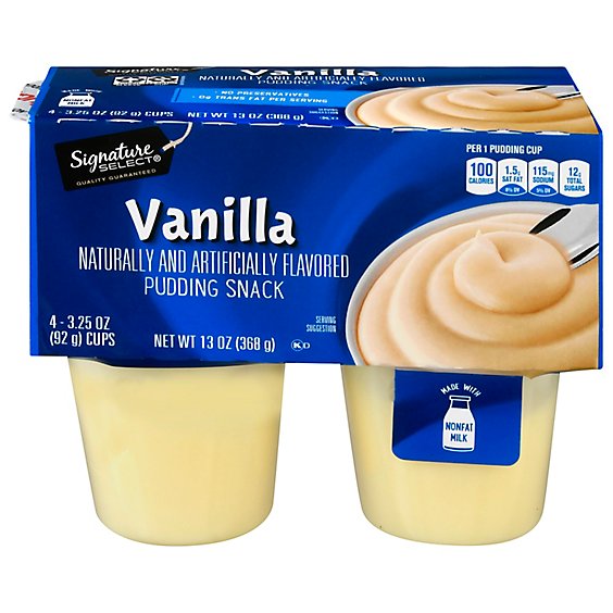 Signature SELECT Pudding Snack Vanilla - 4-3.25 Oz