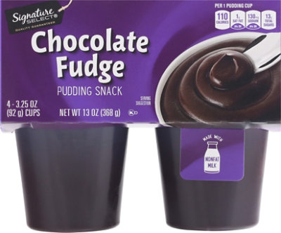 Signature SELECT Pudding Snack Chocolate Fudge - 4-3.25 Oz - Albertsons