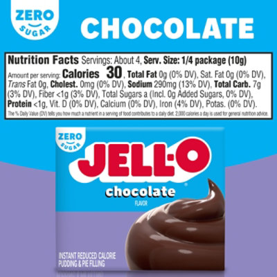 Jell-O Chocolate Flavor Zero Sugar Instant Reduced Calorie Pudding & Pie Filling Mix - 1.4 Oz - Image 7