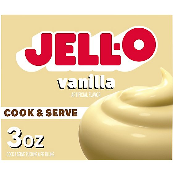 Jell-O Cook & Serve Vanilla Pudding & Pie Filling Mix Box - 3 Oz
