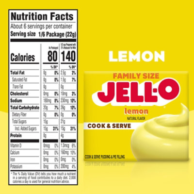 Jell-O Cook & Serve Lemon Naturally Flavored Pudding & Pie Filling Mix Family Size - 4.3 Oz - Image 7