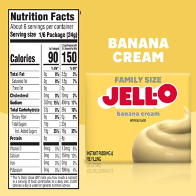 Jell-O Banana Cream Artificially Flavored Instant Pudding & Pie Filling Mix Family Size - 5.1 Oz. - Image 7