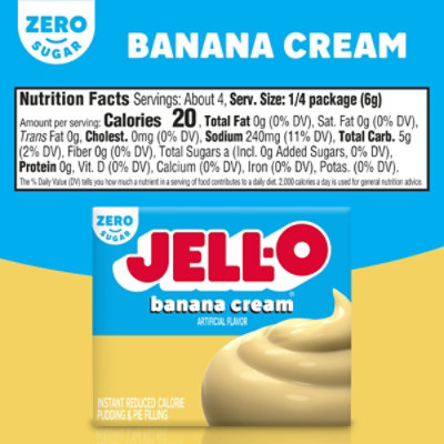 Jell-O Banana Cream Artificially Flavored Zero Sugar Instant Reduced Calorie Pudding & Pie Filling Mix - 0.9 Oz - Image 7