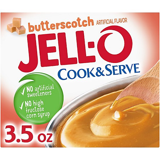 Jell-O Cook & Serve Butterscotch Pudding & Pie Filling Mix Box - 3.5 Oz