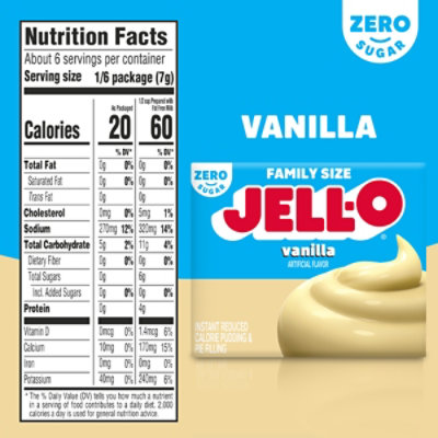 Jell-O Vanilla Artificially Flavored Zero Sugar Instant Reduced Calorie Pudding & Pie Filling Mix Family Size - 1.5 Oz - Image 7