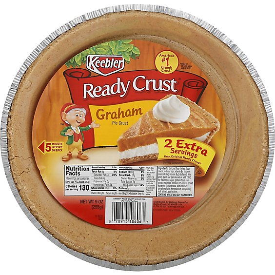 Keebler Ready Crust Pie Crusts Graham 10 Inch Size - 9 Oz