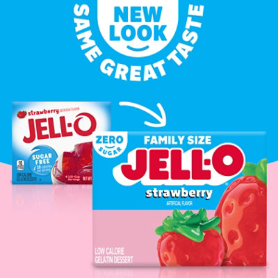 Jell-O Strawberry Artificially Flavored Zero Sugar Low Calorie Gelatin Dessert Mix Family Size - 0.6 Oz