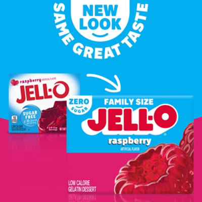 Jell-O Raspberry Artificially Flavored Zero Sugar Gelatin Dessert Mix Family Size - 0.6 Oz - Image 2
