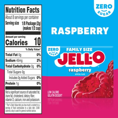 Jell-O Raspberry Artificially Flavored Zero Sugar Gelatin Dessert Mix Family Size - 0.6 Oz - Image 6