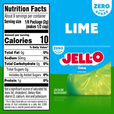 Jell-O Lime Artificially Flavored Zero Sugar Low Calorie Gelatin Dessert Mix Family Size - 0.6 Oz - Image 7