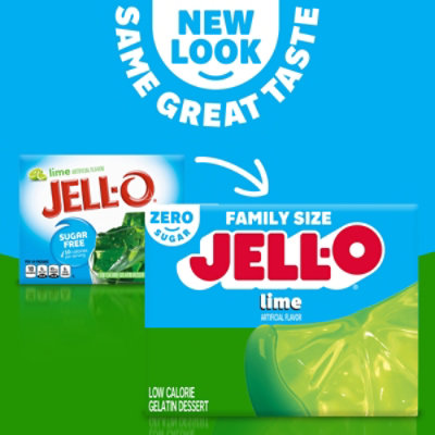Jell-O Lime Artificially Flavored Zero Sugar Low Calorie Gelatin Dessert Mix Family Size - 0.6 Oz - Image 3